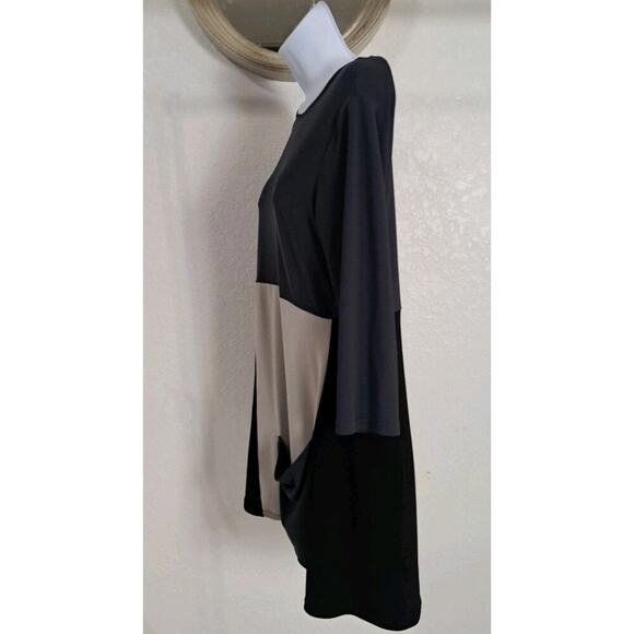 Sympli Matrix Pocket Tunic 8 Color Block Black Gray Oatmeal Lagenlook Art Wear - Picture 5 of 9